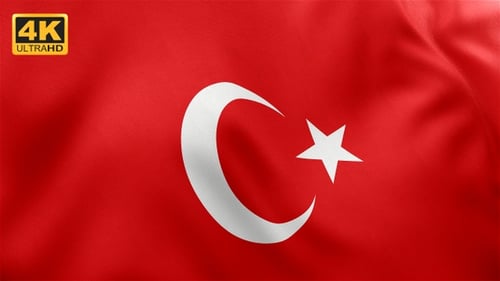 Waving Turkish Flag Realistic Seamless Loop Animation