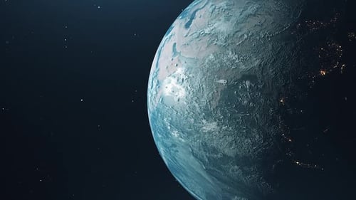 Rotating Earth Globe in Outer Space