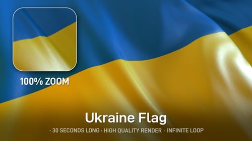 Seamless Loop Waving Flag of Ukraine Realistic Animation