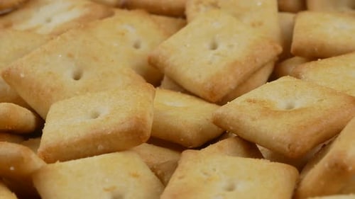 Golden Brown Crackers Pile, Close Up Food