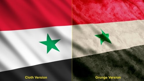 Waving Syrian Flag with Realistic Motion and Grunge Texture Version