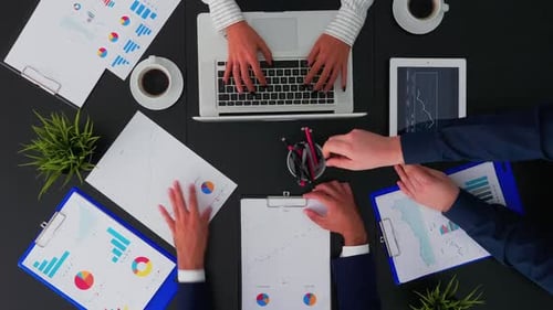 High Angle View of Business Team Working