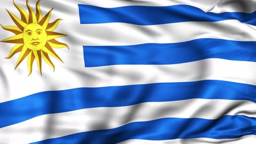 Uruguay National Flag Waving in Realistic Fabric Motion