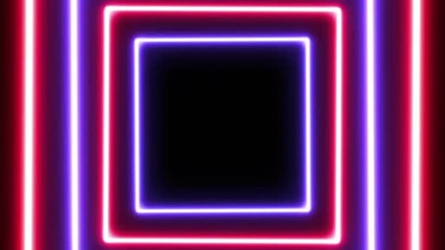 Neon Glowing Squares Tunnel Loop Background
