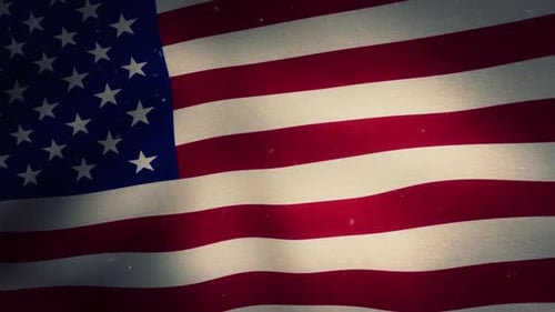 Waving United States Flag with Cinematic Dusty Overlay Background