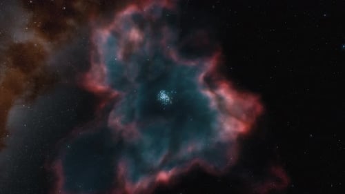 Cosmic Nebula Fly Through with Glowing Stars