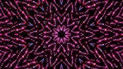 Patrón de
caleidoscopio abstracto con colores rojos. Mandala mágica. 4k