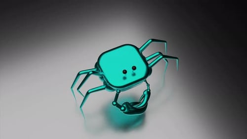 Animated 3D Metallic Teal Crab Character Loop