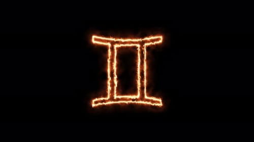 Glowing Fire Gemini Zodiac Astrology Symbol Animation