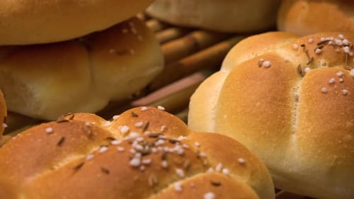 Closeup on a Pile of Bread Rolls
