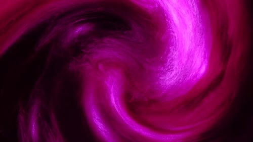 Bright Pink Pigment Swirling on Black Background