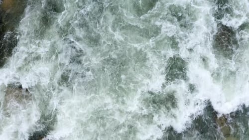 Aerial top down view, a beautiful pattern or background of a mountain river