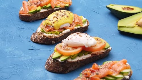 Delicious Bruschetta Toppings on Toast Food Close Up