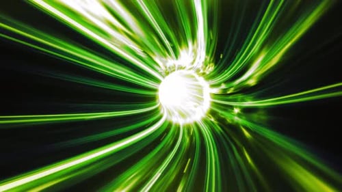 Futuristic Green Light Speed Tunnel Wormhole Background
