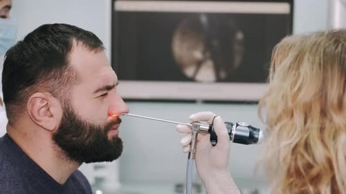 Sinus Examination Using Nasal Endoscope by Medical Professional