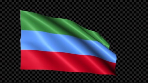 Waving Flag of Dagestan Realistic Fabric Motion