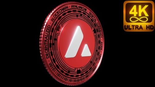Avax Avalanche Crypto Currency Coin With Alpha Channel. 3 D Crypto Coin Seamless Loop For Any Video