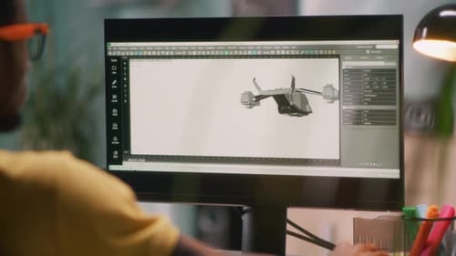 Man Creating 3D Model for Videogame