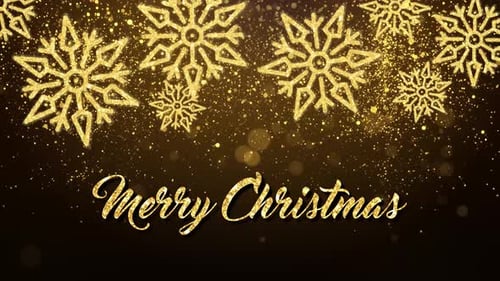 Glittering Golden Christmas Snowflakes Background Animation