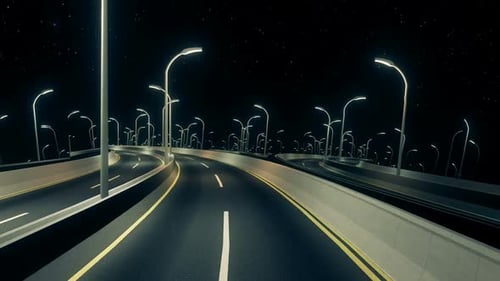 Endlose Straßen- und Nachthimmel-Illusion