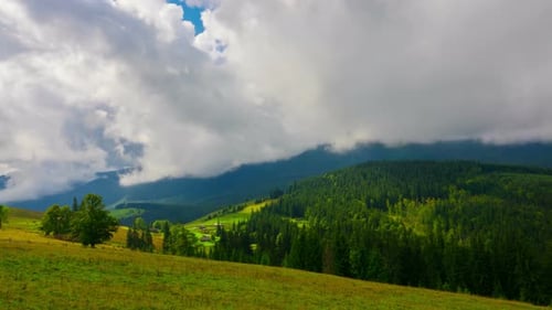Mountain Landscape with a Fast Clouds and Shadows