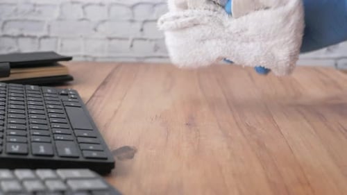 Hand Cleaning Desk with Glove and Cloth