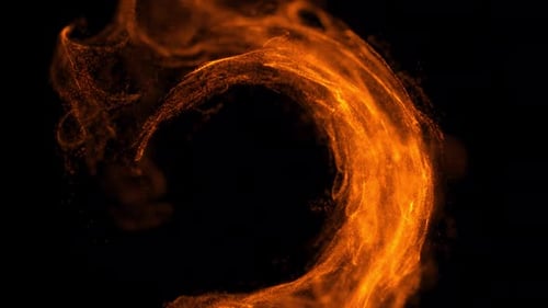 Glowing Fluid Orange Particle Swirl Visual Effect