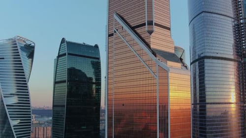 City Business Centre with Modern Office Skyscrapers, Aerial View
