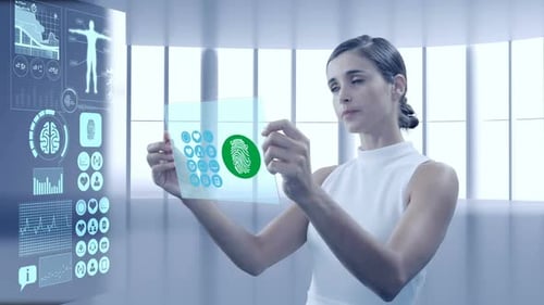 Woman using digital screen