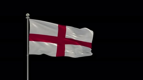 Realistic England Flag Waving Animation on Flagpole