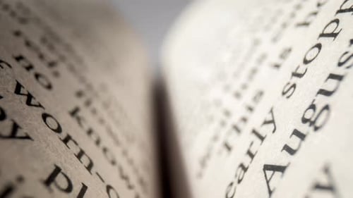 Close Up of Open Book Pages with Text