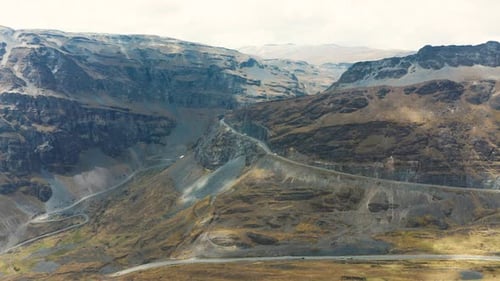 Aerial Panoramic View of a Mountain Road in Bolivia