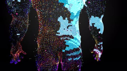 Futuristic Digital Human Body Glitch Animation