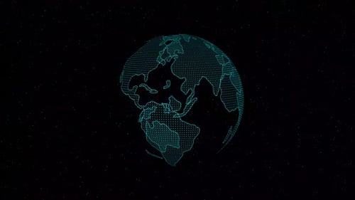 Futuristic Digital Earth Globe Rotating in Space