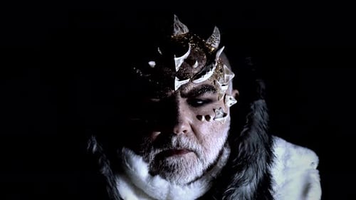 Halloween Devil on Black Light. Close Up Evil Face.