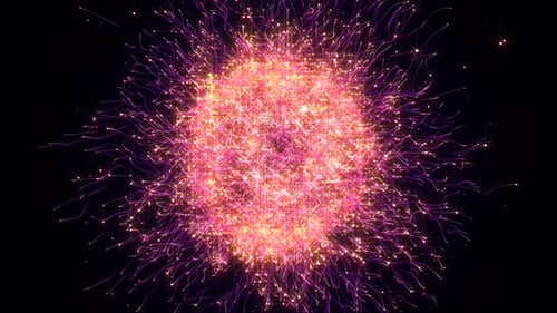 Abstract Glowing Particle Sphere Burst Background Loop