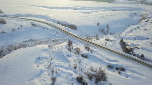 Winter Road At Sunset