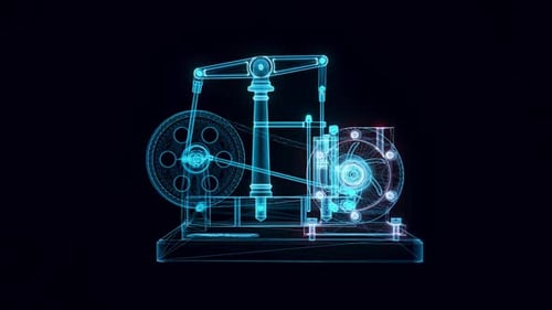 Dampfmaschine mit horizontalem Strahl und Kreiselpumpe Hologramm rotierend Hd
