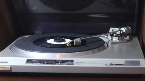 Vintage Record Player Playing Vinyl Record