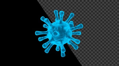 3D Blue Virus Cell Rotating Seamless Loop with Alpha