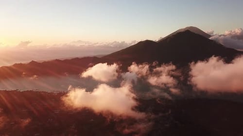 Mountains Peaks Sunrise with Scenic Clouds Aerial