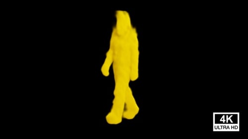 Abstract Yellow Fluid Figure Walking Loop Animation