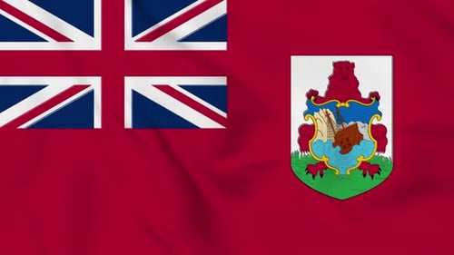 Waving Bermuda Flag with Coat of Arms