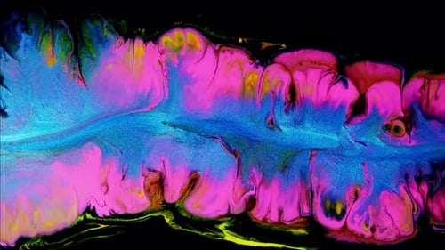 Abstract Flowing Paint Swirls on Black Background