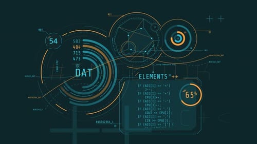 Affiche animée avec des données abstraites dans le style HUD 4K