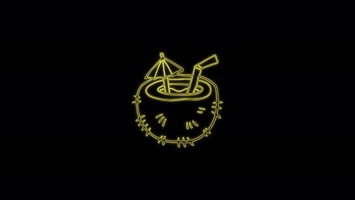 Glowing Neon Line Art Coconut Drink Animation
