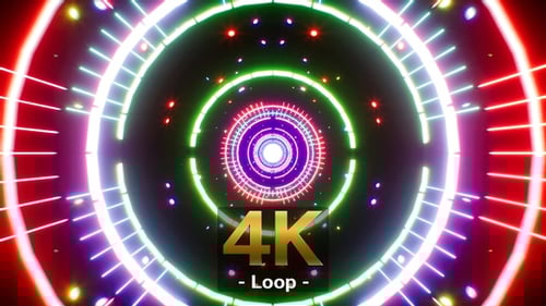 Blinking Colorful Circle Light VJ Background 4K
