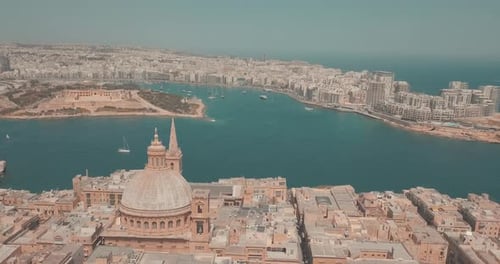 Aerial View of the Main Cathedral in Valetta, Malta.