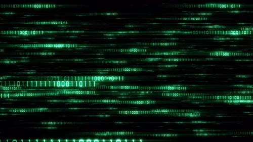 Digital Stream of Green Binary Code Background Animation