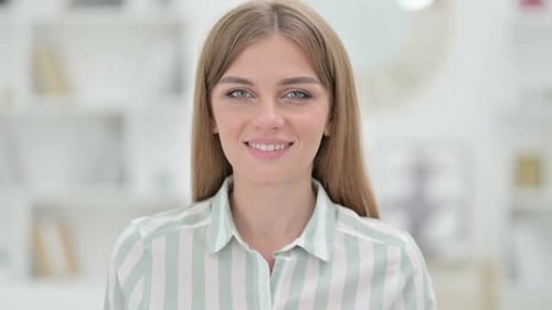 Smiling Woman in Bright Light, Close Up Shot